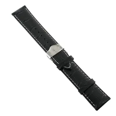 Ingersoll Ersatzband für Uhren Leder schwarz Kroko Faltschl. 24 mm