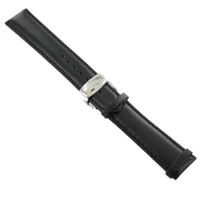 Ingersoll Ersatzband für Uhren Leder schwarz Naht sw Dornschließe Si 22 mm