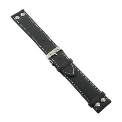 Ingersoll Ersatzband für Uhren Leder schwarz Naht Nieten Dornschließe Si 22 mm