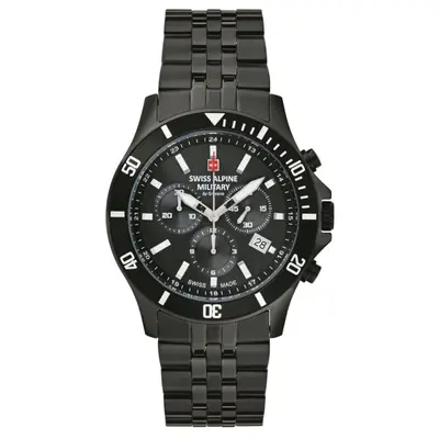 Swiss Alpine Military Herren Uhr Chronograph Analog Quarz 7022.9177SAMEdelstahl