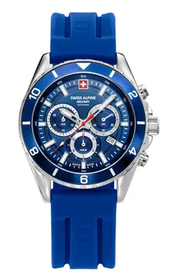 Swiss Alpine Military Herren Uhr Analog Quarz Chronograph 7034.9835SAM Silikon