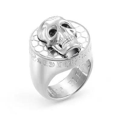 Philipp Plein Herren Ring Edelstahl silber 3D SKULL PJ8AA09R