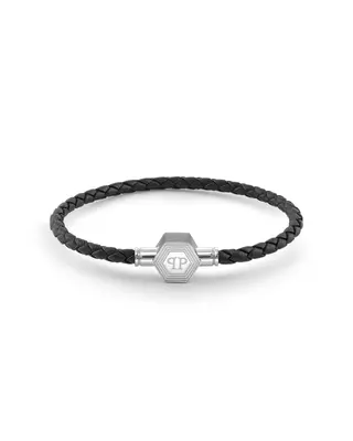 Philipp Plein Herren Armband Leder Edelstahl silber PLEIN ENIGMA S PJ6GA02BS
