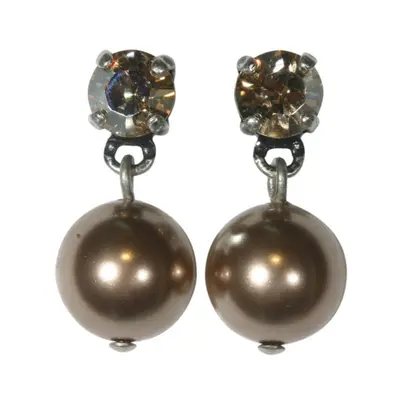 Konplott Ohrringe Ohrstecker Pearl Shadow hängend beige Kristall goldener Schatt