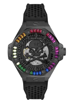 Philipp Plein Herren Uhr Automatik PLEIN $KELETON ROYAL PWPFA0424 Silikon