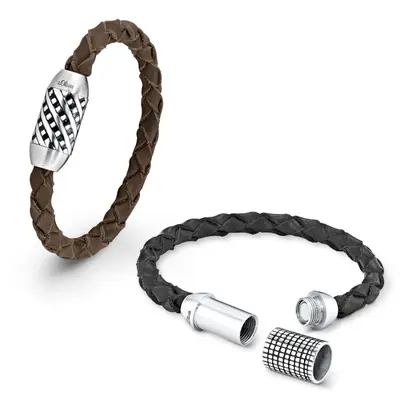 s.Oliver Jewel Herren Armband Leder Edelstahl SO793/1 - 418072 NEU