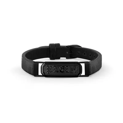 Philipp Plein Herren Armband Leder Edelstahl IP Black GOTHIC PJTEA07BU