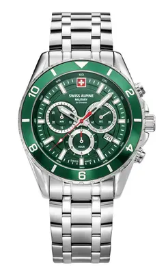 Swiss Alpine Military Herren Uhr Analog Quarz Chronograph 7034.9134SAM Edelstahl