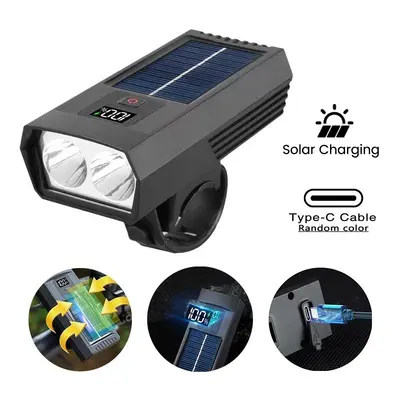 Solar LED Fahrradlicht MTB Frontlicht Digitalanzeige Wiederaufladbar Beleuchtung
