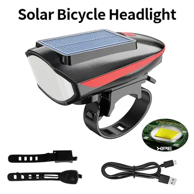 Solar Fahrrad Frontlicht Wiederaufladbar Wasserdicht MTB Fahrradlicht mit Hupe