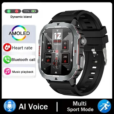Militär Smartwatch Fitness Herren Wasserdicht Bluetooth Call Gesundheitsmonitor