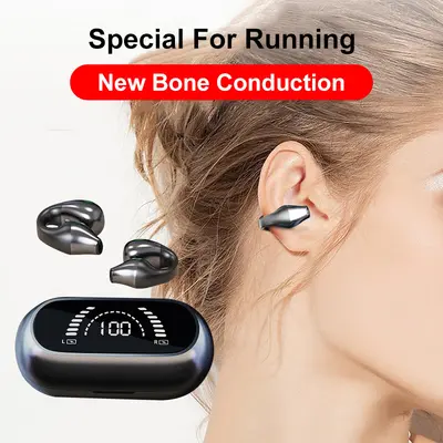Bluetooth 5.2 Wireless Knochenleitung Kopfhörer Sport Headsets Ohrhaken mit Mic