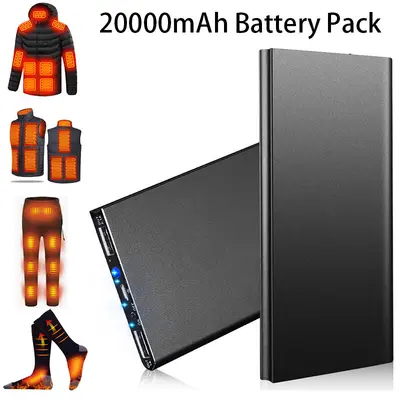 20000mAh Dual USB 5V/2A Powerbank Akku für Beheizte Weste Jacke Hosen Socken