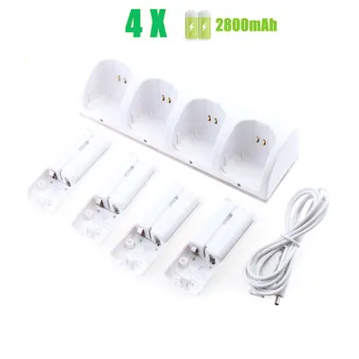 Für Wii Fernbedienung Ladegerät Dock Station+4x Wiederaufladbarer Akku