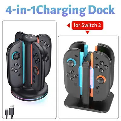 4in1 Magnetische Ladestation für Switch 2 Joy-Con Controller Halterung Ladegerät