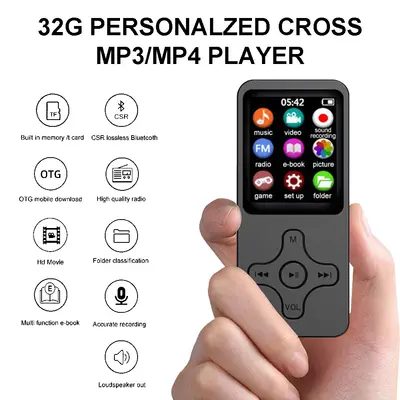 Tragbar 32GB MP4/MP3 Player Lossless Musikspieler Bluetooth FM Radio Recorder
