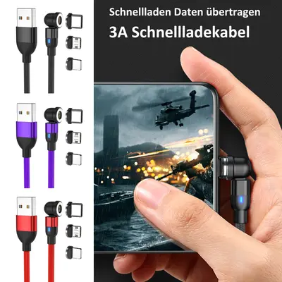 Magnet Schnell Ladekabel für Handy Micro USB Typ C Datenkabel Samsung 3A 3 in 1