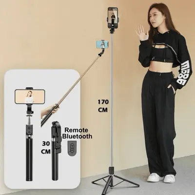 Handy Selfie Stick Bluetooth Smartphone Halterung Stativ mit Fernbedienung 1.7m