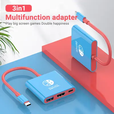 3 in1 Für Nintendo Switch Docking Station TYPE-C Hub mit HDMI USB 3.0 Tragbar