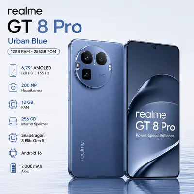 Realme GT 8 Pro 16GB 256GB Urban Blue 6,79 Zoll Full HD 165 Hz 200 MP 16 GB RAM