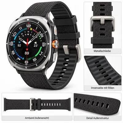Samsung Galaxy Watch Ultra Titanium Silver 4G Kunststoff-Sportarmband