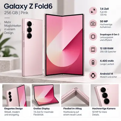 Samsung Galaxy Z Fold6 256GB Pink 7,6 Zoll Full HD 120 Hz 50 MP 12 GB RAM