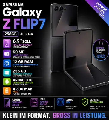 SAMSUNG Galaxy Z Flip7 256GB 6,9 Zoll Full HD 120 Hz 50 MP 12 GB Jetblack Gut