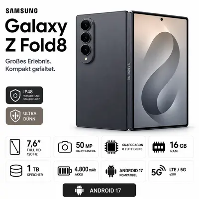 Samsung Galaxy Z Fold8 1TB Graphite 7,6 Zoll Full HD 120 Hz 50 MP 16 GB RAM