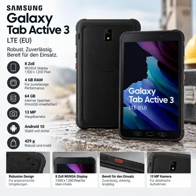 Samsung Galaxy Tab Active 3 LTE (EU) 4 GB RAM 64 GB 13MP