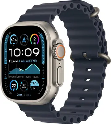 Apple Watch Ultra 2 (2024) Titan Natur Ocean Armband Marine - Sehr Gut -