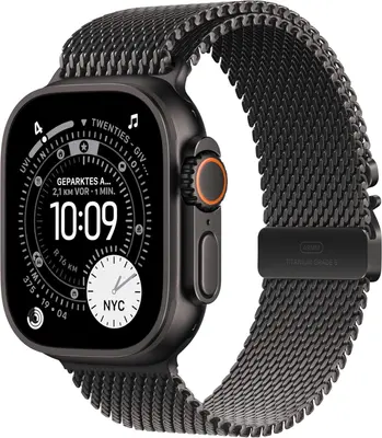Apple Watch Ultra 3 Titanium Black Milanese Loop Black S GPS eSIM Titan Armband
