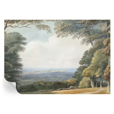 Große Fototapete Wanddeko Landschaft In Der Nähe Des Waldes, Blick Auf Die Stadt