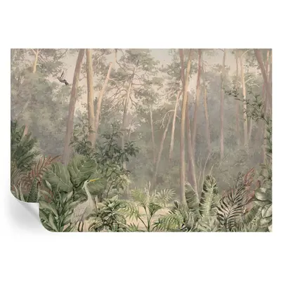 Selbstklebende Wanddeko Wandtapete Tropischer Wald, Pastellfarbenes Naturthema