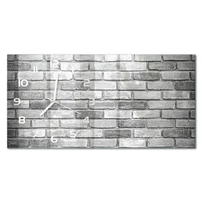 Wanduhr aus Glas Rechteckig im Querformat Backsteinwand Weiße Zeiger 60x30 cm