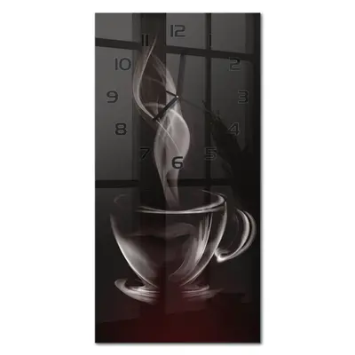 Wanduhr Glasuhr Glas-Wanduhr Aromatischer Kaffee Schwarze Zeiger 30x60 cm
