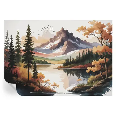 Fototapete Wandbild Wanddekoration Selbstklebend Herbstliches Bergpanorama