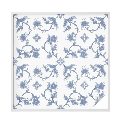Fensterfolie Milchglas selbstklebend blaue Blumenornamente Sichtschutz