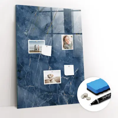 Magnetwand Glas mit Marker Schwamm Magneten Dekorativer Marmor 70x100 cm