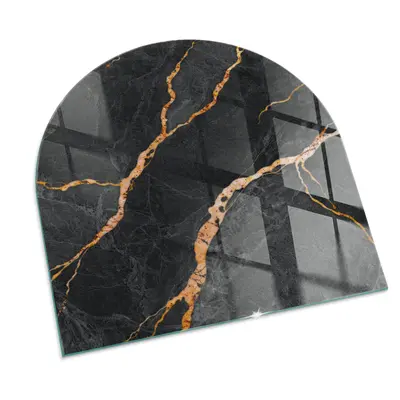 Ofenglas Funkenschutz Glas Kaminplatte Eleganter Marmor mit Adern 100 x 100 cm