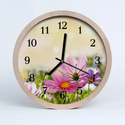 Tulup Holzuhr 20fi cm Wanduhr Küchenuhr - Cosmos Blumen Blumen