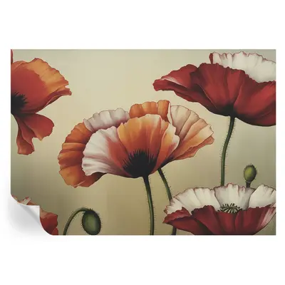 Große Fototapete Tapete Wandbild Selbstklebend Mohnblumen Im Klassischen Stil