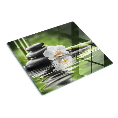 Tulup Herdabdeckplatten aus Glas Spritzschutz Orchidee & Zen - 60x52 cm