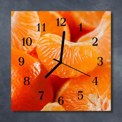 Tulup Glasuhr Wanduhr Küchenuhr Echt-Glas 30x30 cm Mandarinen orange