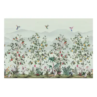 Vlies Tapete für Einfache Anwendung und Schnelle Montage Exotische Bäume Grau