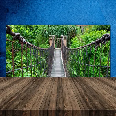 Küchenrückwand aus Glas ESG Spritzschutz 120x60cm Brücke Bäume Architektur