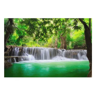 Vlies Tapete Vliestapete Wandbild Vliesdruck FotoTapete Waldwasserfall Grün