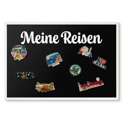 Magnettafel Magnetwand für Reisemagnete Weißer Rahmen - Meine Reisen 60x40