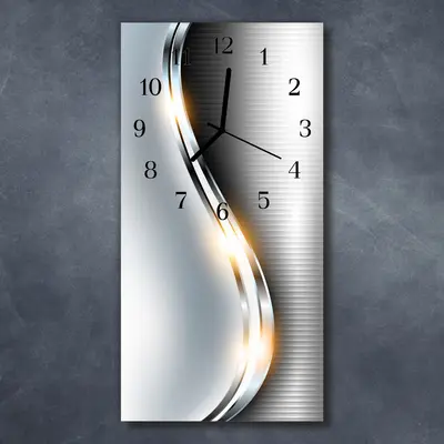 Tulup Glasuhr Wanduhr Küchenuhr Echt-Glas 30x60 Curven Silber