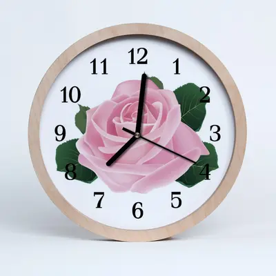 Tulup Holzuhr 25fi cm Wanduhr Küchenuhr - Rose Blumen