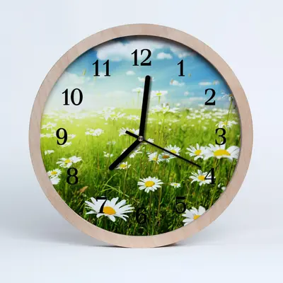 Tulup Holzuhr 20fi cm Wanduhr Küchenuhr - Gänseblümchen Blumen